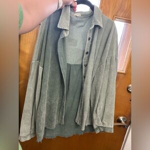 POL Green Button Down Shirt